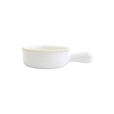 Vietri Italian White Small Round Baker with Large Handle