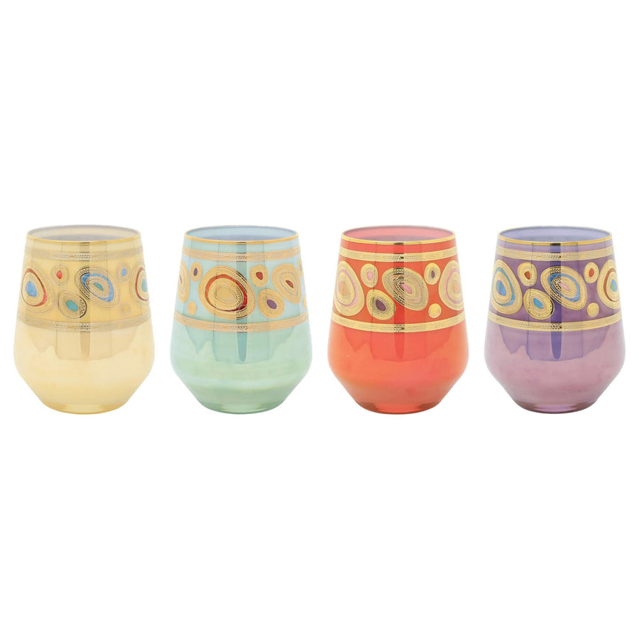 Vietri Regalia Assorted Stemless Wine Glasses
