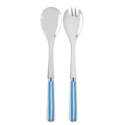 Sabre Paris White Stripe Light Blue Salad Set