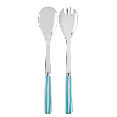 Sabre Paris White Stripe Turquoise Salad Set